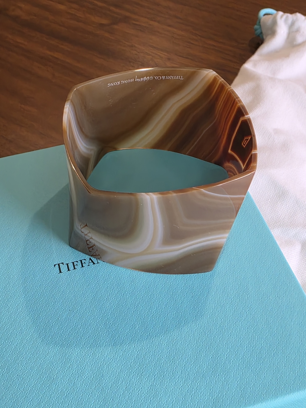 RARE Authentic Tiffany & Co. Frank Gehry Agate Torque Wide Bangle Bracelet